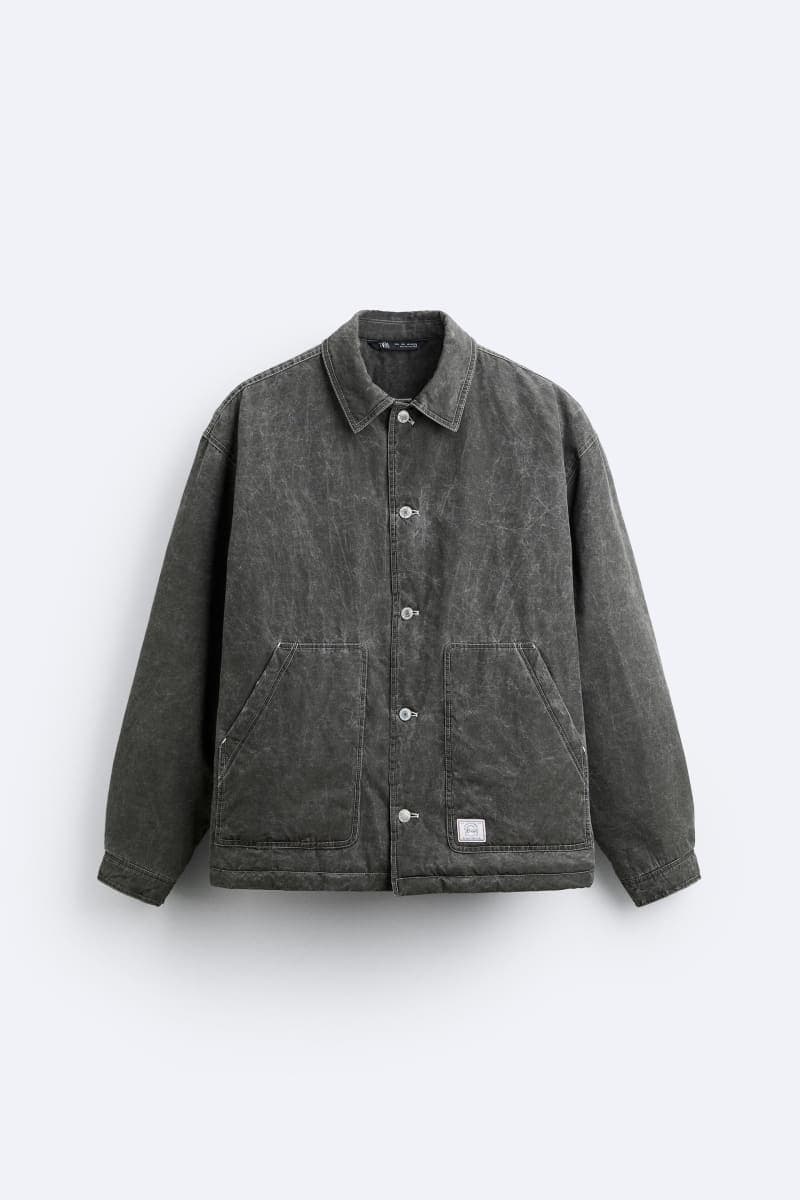Veste ZARA en denim délavé anorak matelassé - Image 1