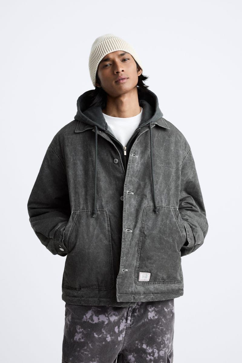Veste ZARA en denim délavé anorak matelassé - Image 2