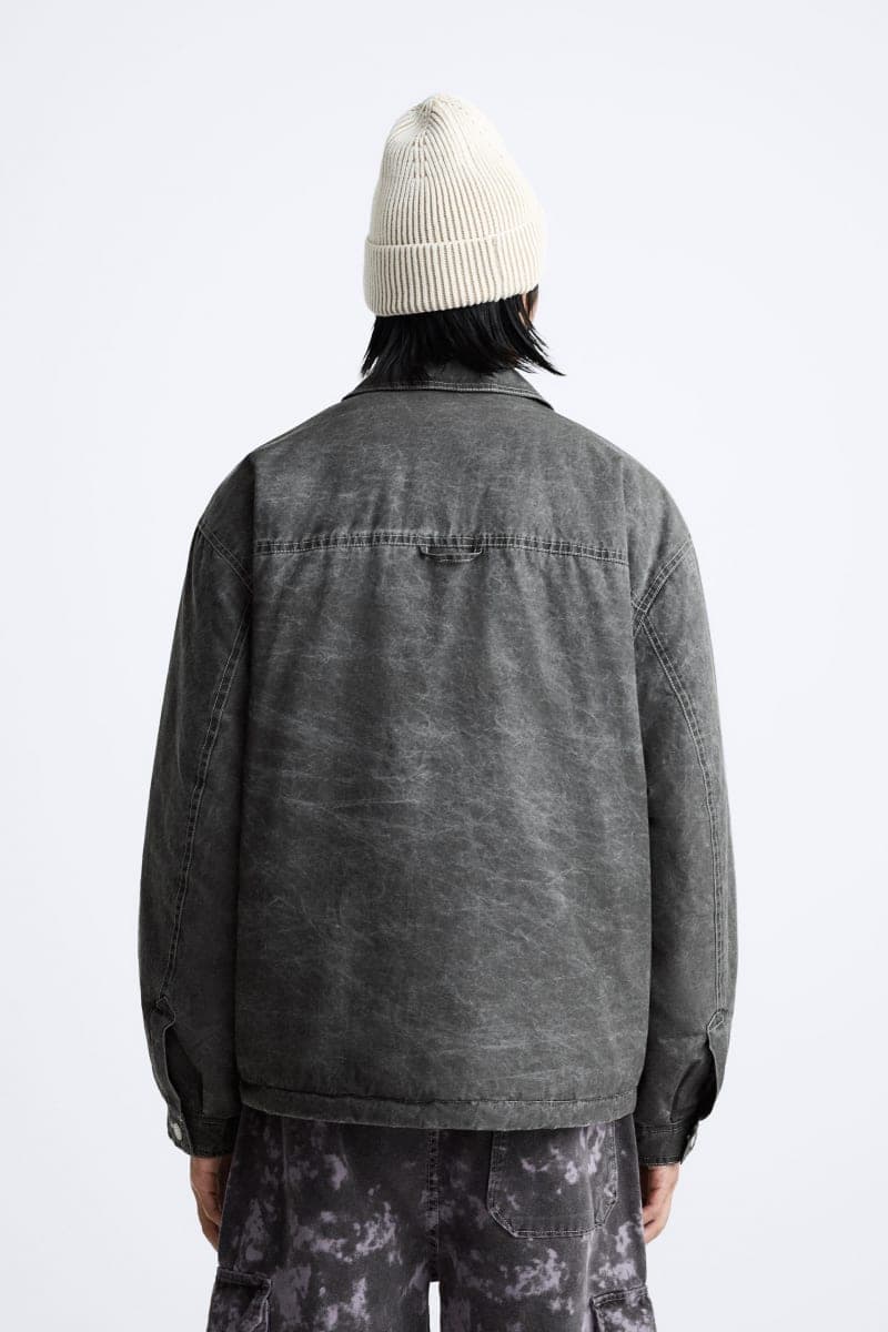 Veste ZARA en denim délavé anorak matelassé - Image 3